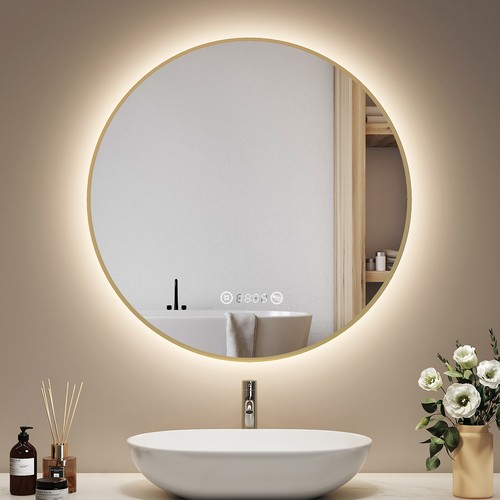 Emke round led bathroom mirror - round,