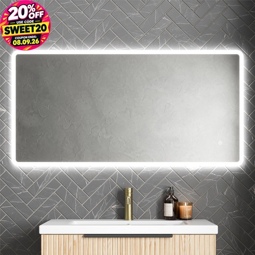 Rectangle led bathroom mirror - bathroom,
