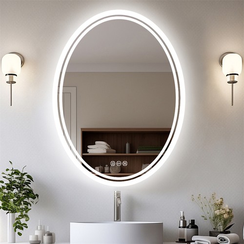 Oval led bathroom - bathroom, mirror