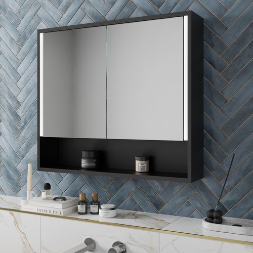 Led black aluminium - black, mirror