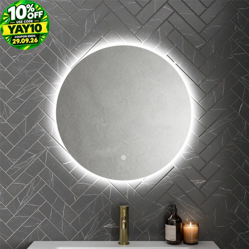 Round led mirror bathroom - led,