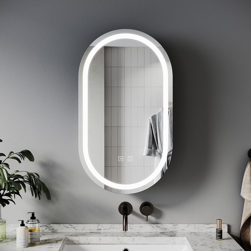 Black oval bathroom mirror - black,